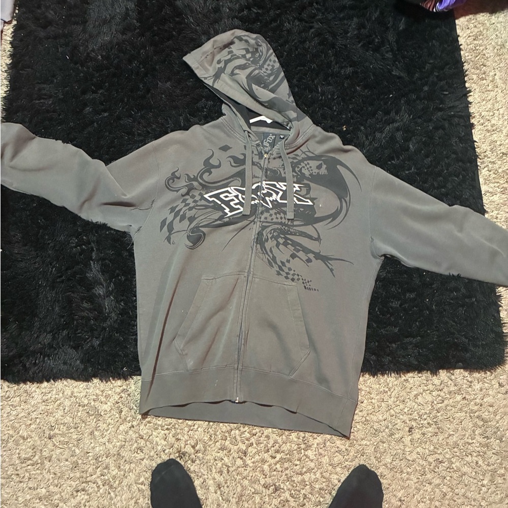 Fox Gray Zip-Up Men's Sweater